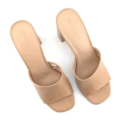 The Drop Womens Pattie High Block-Heeled Mule Sandal Size 7.5 Gold New The Drop