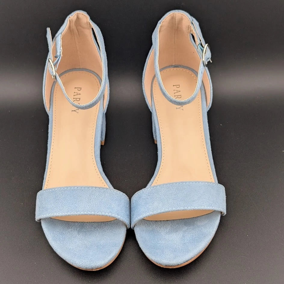 Party Womens Size 5.5 Vianna Light Blue Suede 2" Mid-Heels Wedding Pageant Dance SoleComfort.shoes