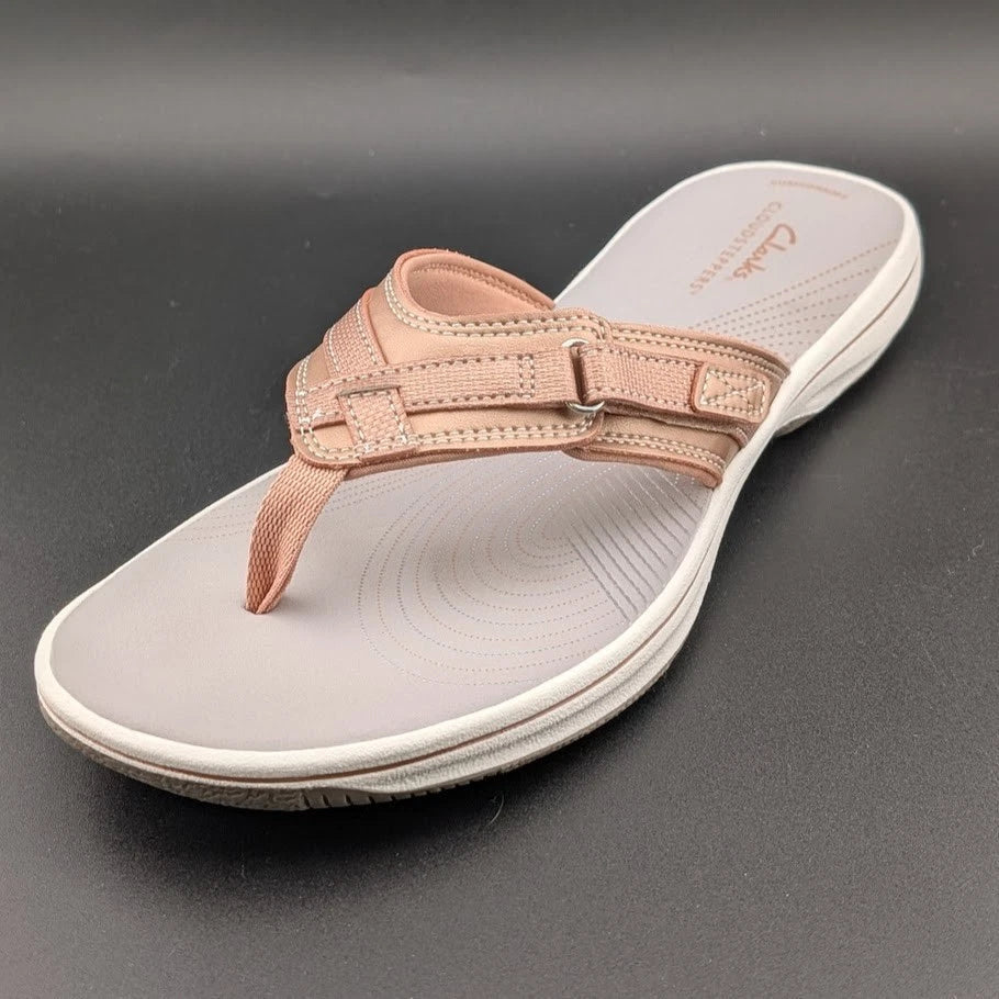 Clarks Women's 11M Breeze Sea Lightweight Flip-Flops NEW Rose Gold NIB SoleComfort.shoes