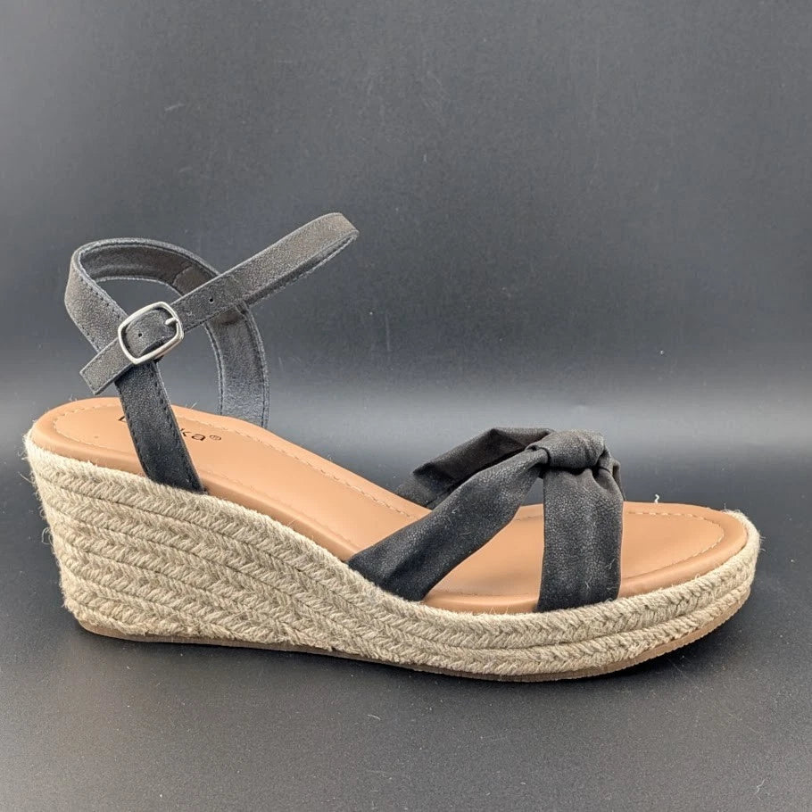Luoika 9.5 Wide Womens Open Toe Espadrille Wedge Tie Lace Up Ankle Platforms. SoleComfort.shoes