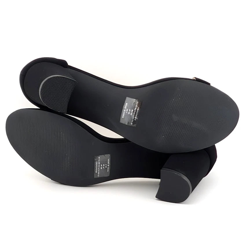 Women's Sz 9 Ankle Strap Heeled Sandals Open Round Toe Strappy Low Block Heels SoleComfort.shoes