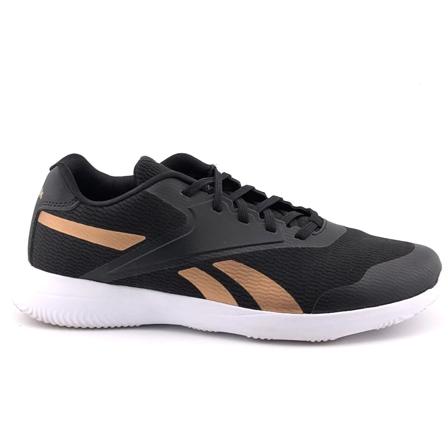 Reebok Stridium Women's Size 7 Black Golden Bronze Athletic Walking Shoe SoleComfort.shoes