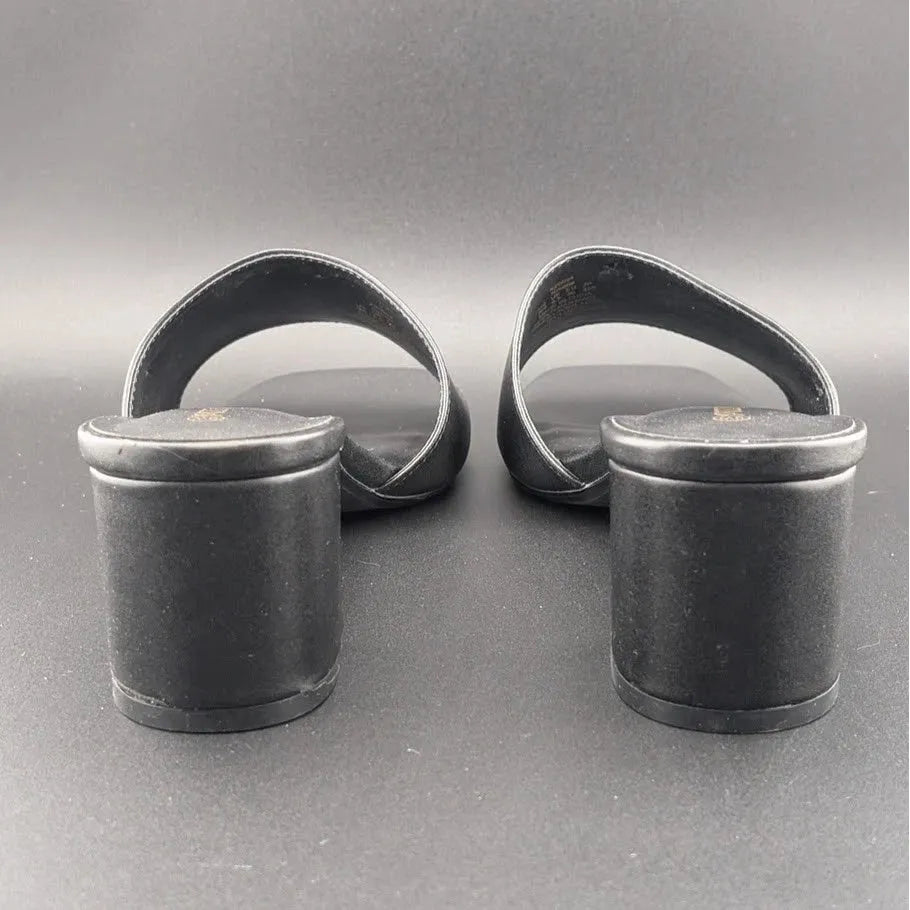 PIZZ ANNU Women's Size 9 Wide Chunky Block Heels Slip-on Mule Heels, Black SoleComfort.shoes