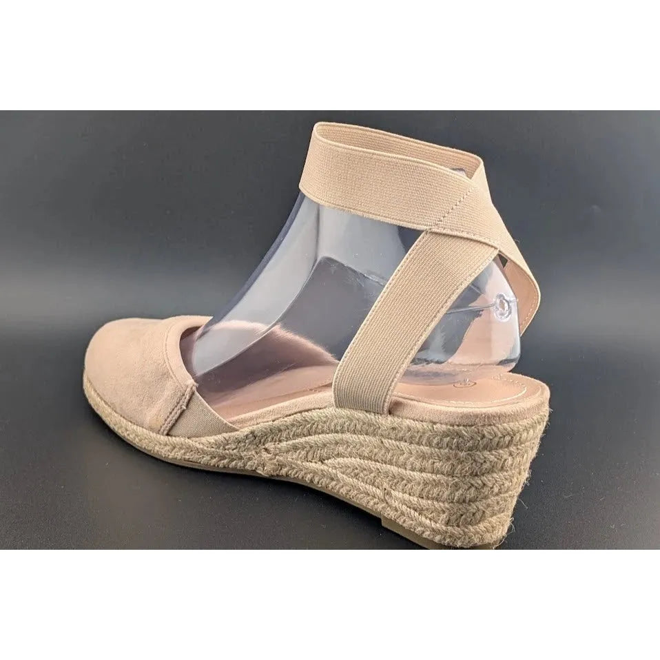 Dream Pairs Size 8 Women Espadrille Wedge Sandals Elastic Ankle Strap Closed Toe SoleComfort.shoes