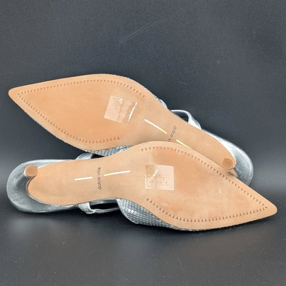New Women's 8.5 Dolce Vita Kanika Silver Dot Leather Pointed Toe Pump NWOB SoleComfort.shoes