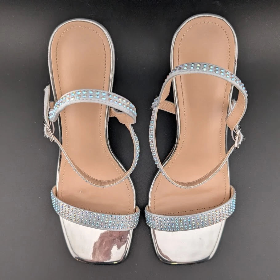 Women's Size 8.5 Stiletto High Heels Square Open Toe Sandal w/ Ankle Strap-Sexy! SoleComfort.shoes