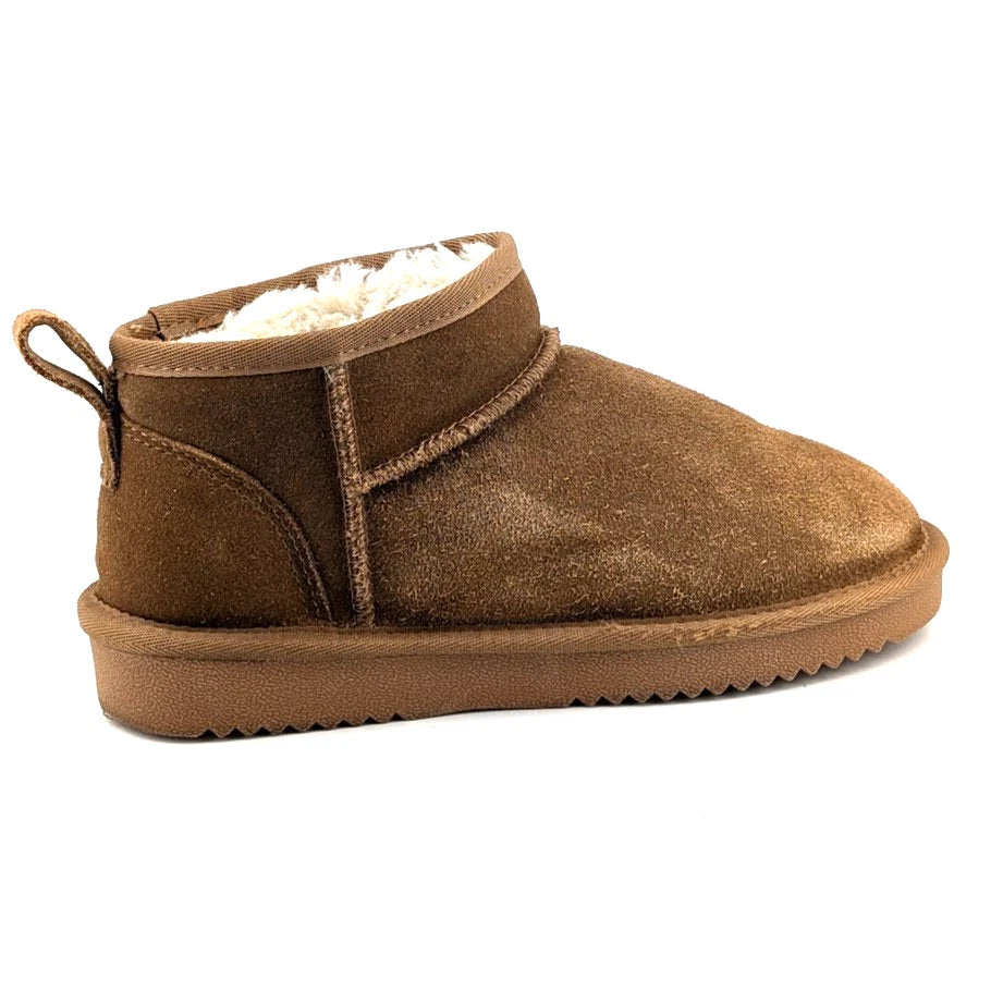 Women Size 6 Chestnut Faux Suede Booties w/ Faux Fur Lining Slip-on Boots SoleComfort.shoes