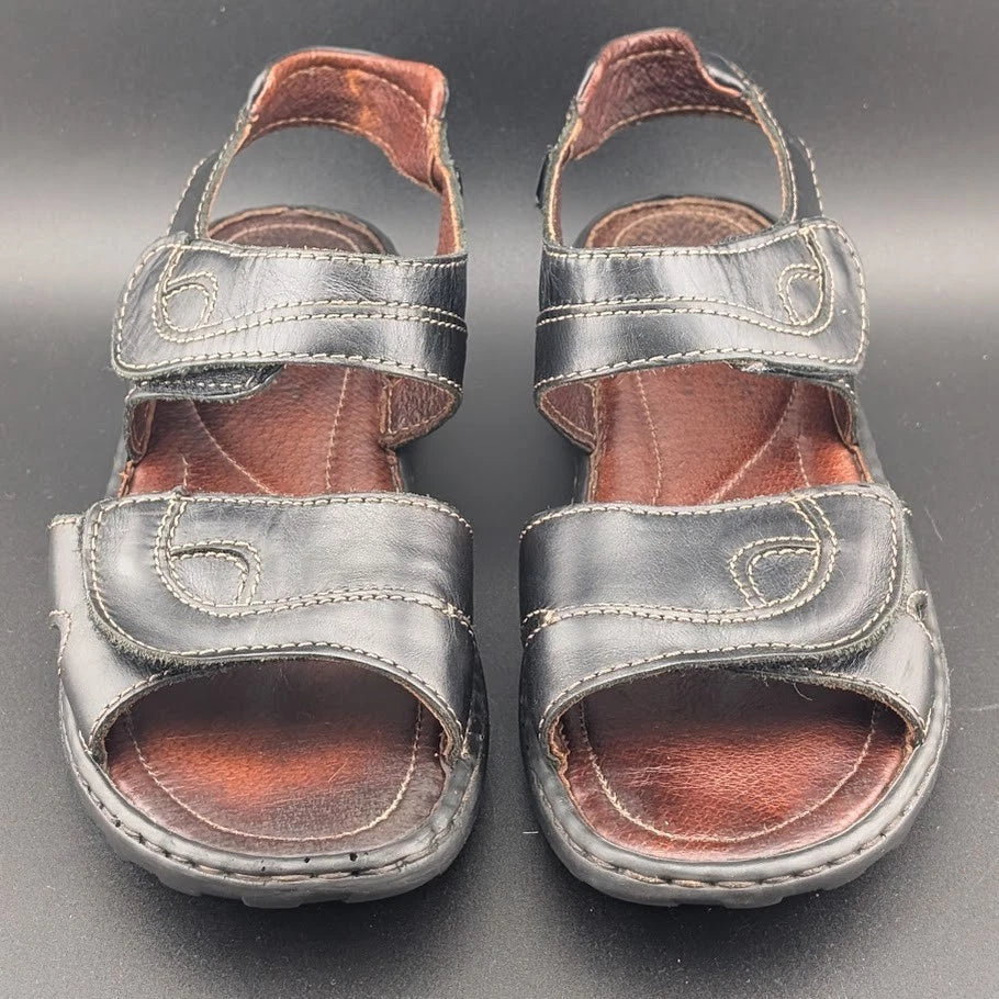 Josef Seibel Sandals Womens 38 Debra Slingback Strappy Black Leather Open Casual Josef Seibel