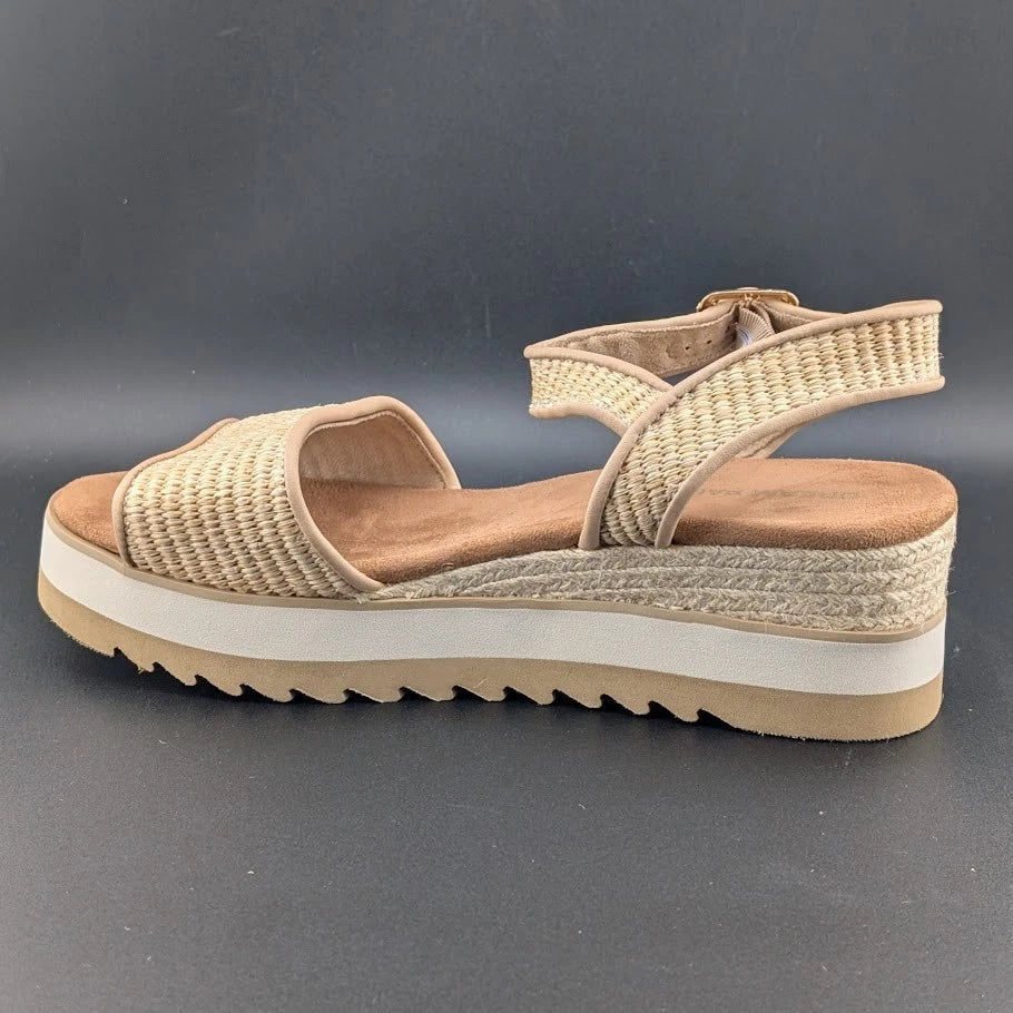 Pre-owned Women's Size 10 Dream Pairs 1-Strap Espadrille Ankle Strap Platform Sandal Wheat SoleComfort.shoes