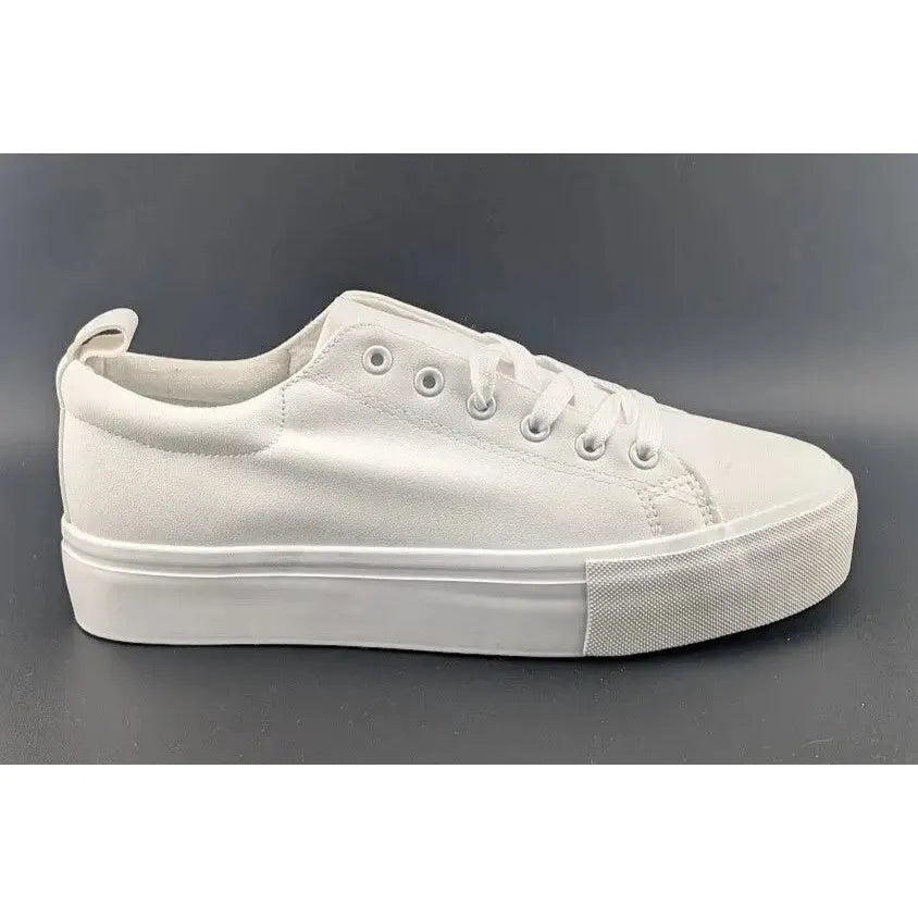 Womens Size 10 White Platform Sneakers PU Leather Platform Shoes Walking Shoes - SoleComfort.shoes