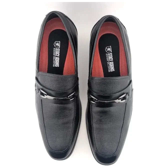 Stacy Adams Kaylor Moc Toe Bit Slip-On Loafers - Men's Size 8.5W Black Leather - SoleComfort.shoes