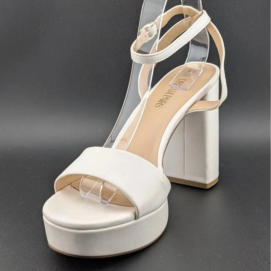 Dream Pairs Women Sz 9.5 White Platform Chunky Heels Pumps College Style Party Wedding Dream Pairs