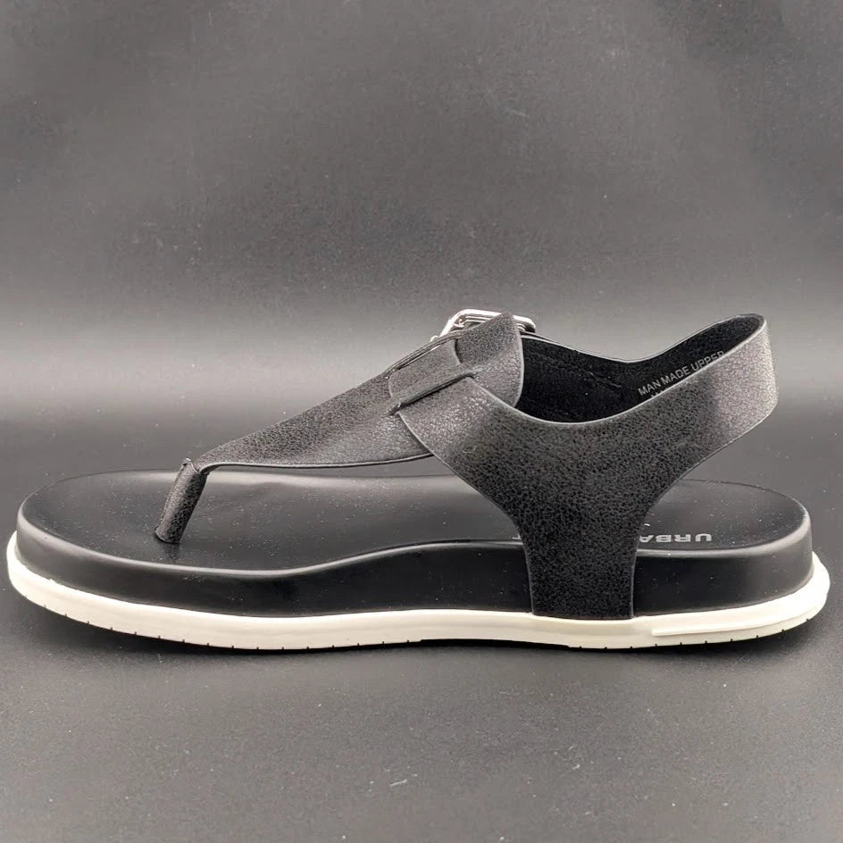 Urban Sport by J/Slides Freya Wos Size 6.5 Sporty Sandals Footbed Black Metallic SoleComfort.shoes