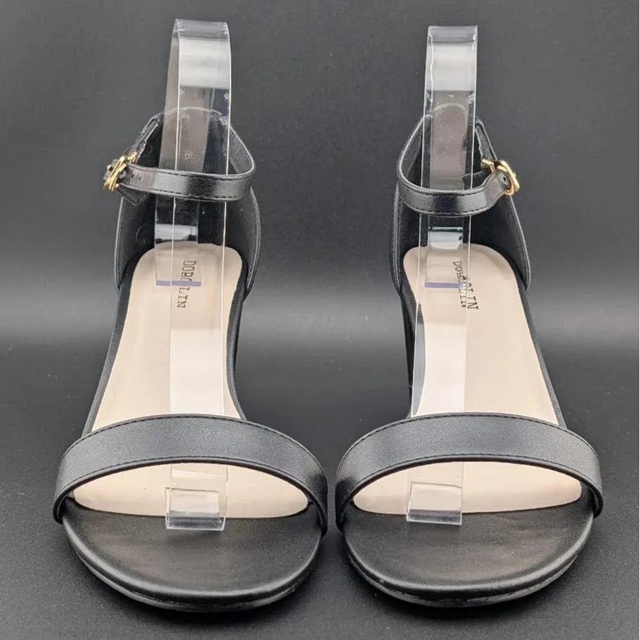 Women’s 8.5W Chunky 2.5" Heeled Sandals Round Open Toe Ankle Strap Dress Shoes SoleComfort.shoes