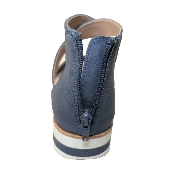 LifeStride Womens Zoom Navy Flatform Sandals Shoes | 8 Medium | Zipper Back Box Life Stride