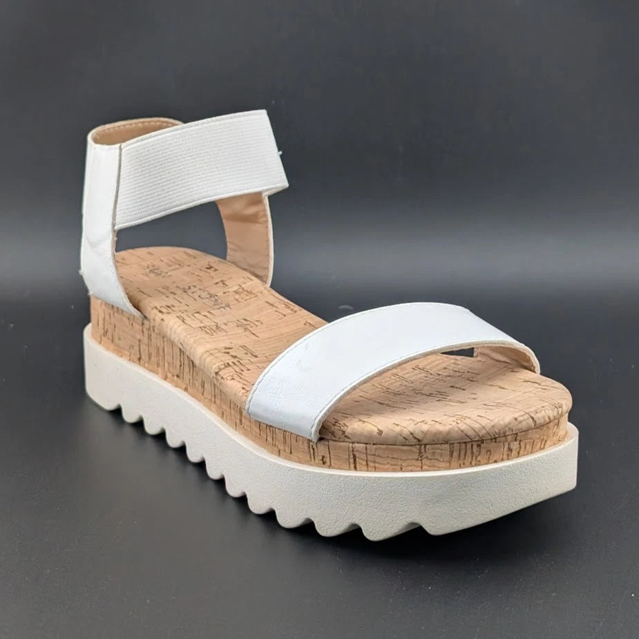 NIB Sun + Stone Women’s Red/White Cork Slip On Strappy Platform Sandal Open Toe Sun & Stone