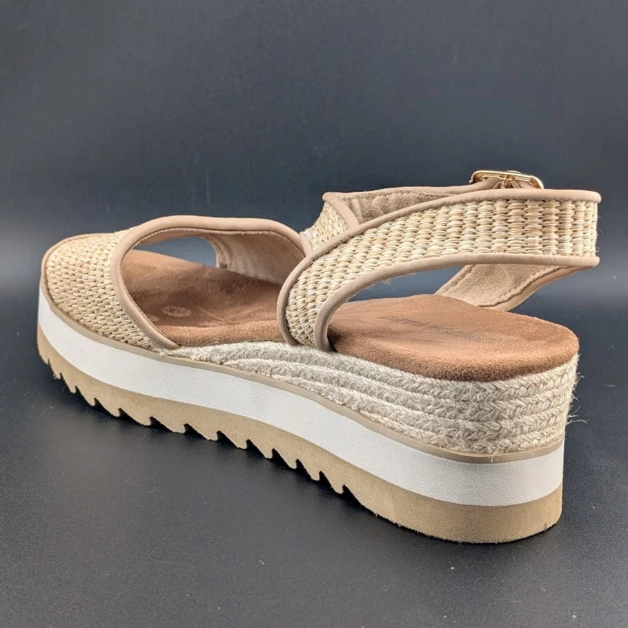 Pre-owned Women's Size 10 Dream Pairs 1-Strap Espadrille Ankle Strap Platform Sandal Wheat SoleComfort.shoes