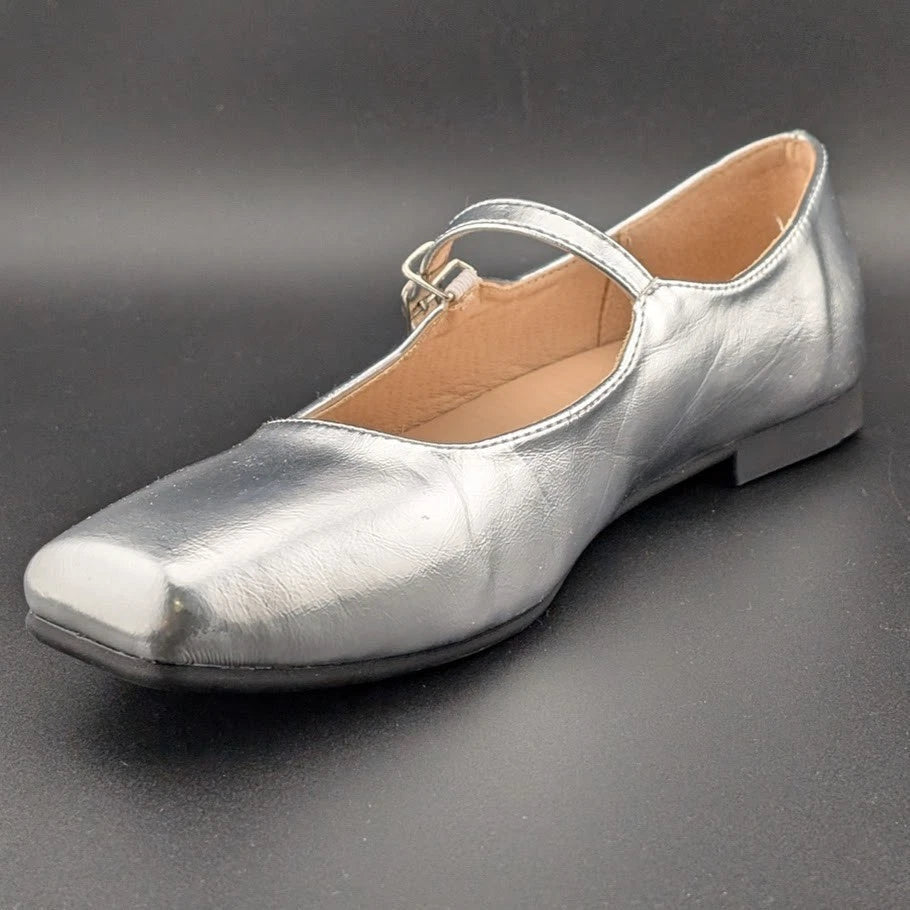 Women's Sz 6 Mary Jane Ballet Flat Heel Ankle Strap Square Toe Pumps Sweet Shoes SoleComfort.shoes
