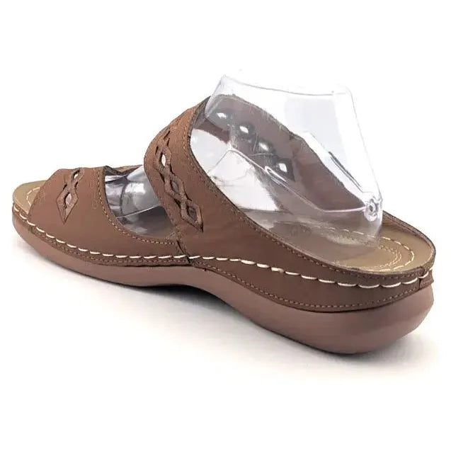 New Faux Leather Size 12 /43 Two Strap Sandal Casual Outdoor Women Flat Sandals - SoleComfort.shoes