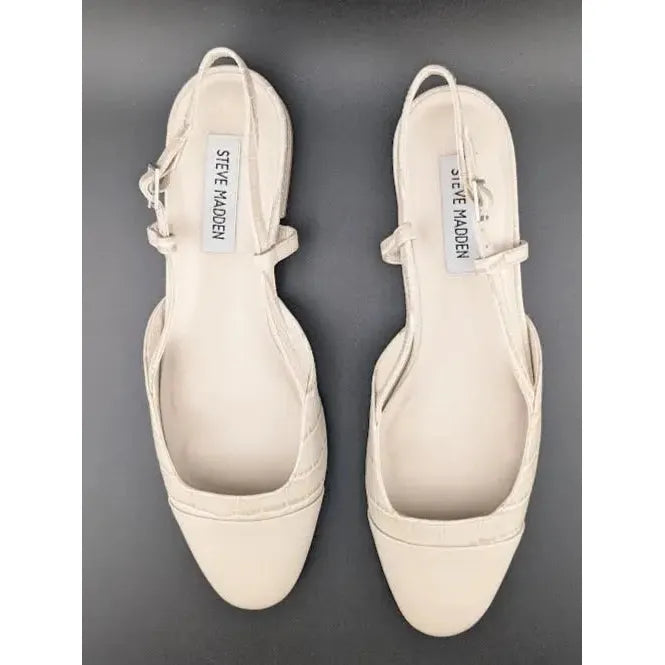 Pre-owned Steve Madden Size 7.5 Womens Belinda Toe Cap Flat Dressy Slingbacks Shoes - SoleComfort.shoes