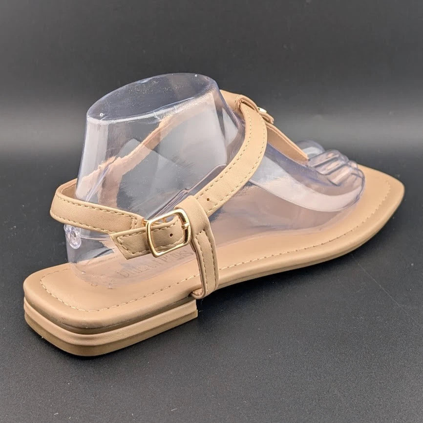 Women Size 8.5 T-Strap Thong Flat Sandals Square Toe Strappy Sandals SoleComfort.shoes