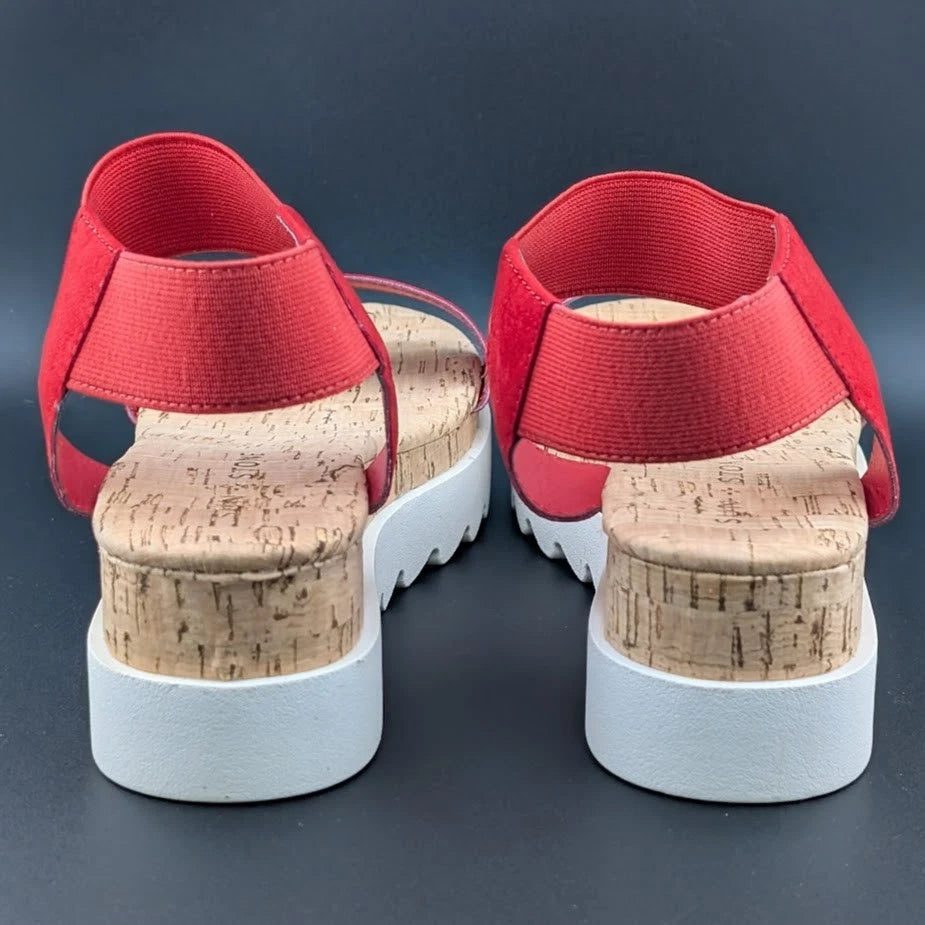NIB Sun + Stone Women’s Red/White Cork Slip On Strappy Platform Sandal Open Toe Sun & Stone