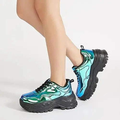 Womens Chunky Platform Fashion Sneakers Lace-Up Lightweight Athletic Shoes PROM! Unbranded