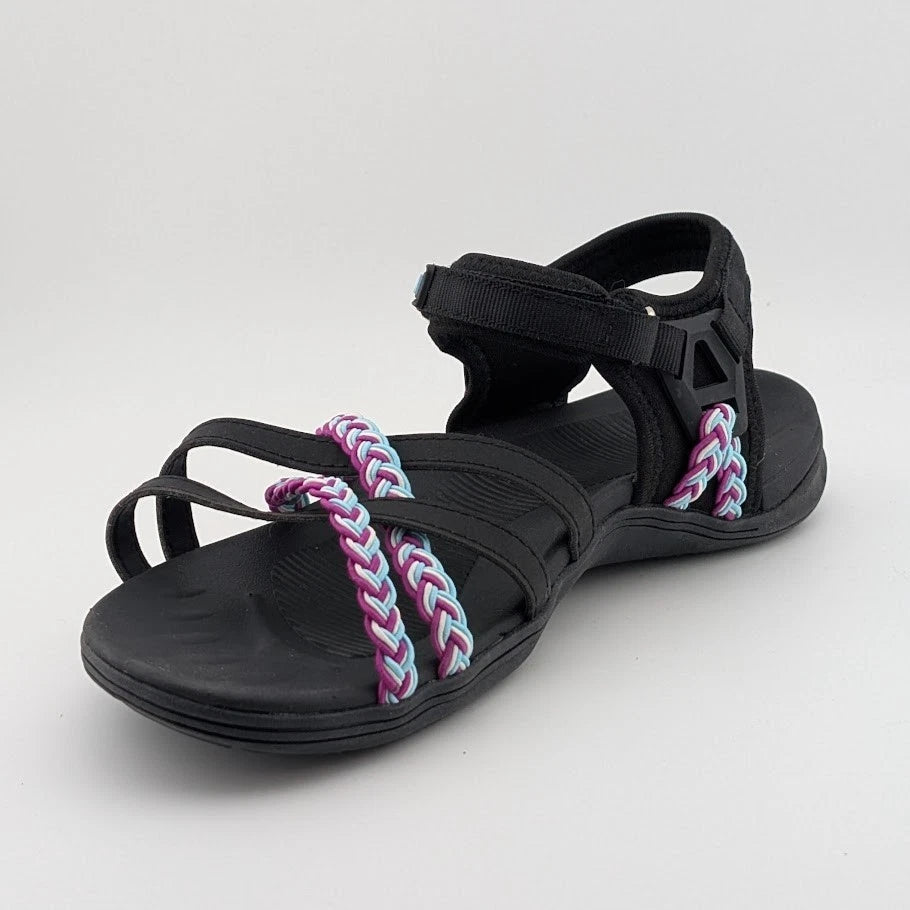 DUINN Size 38 (US 7-7.5) Wos Hiking Sport Walk Sandal Adjustable Straps Black SoleComfort.shoes