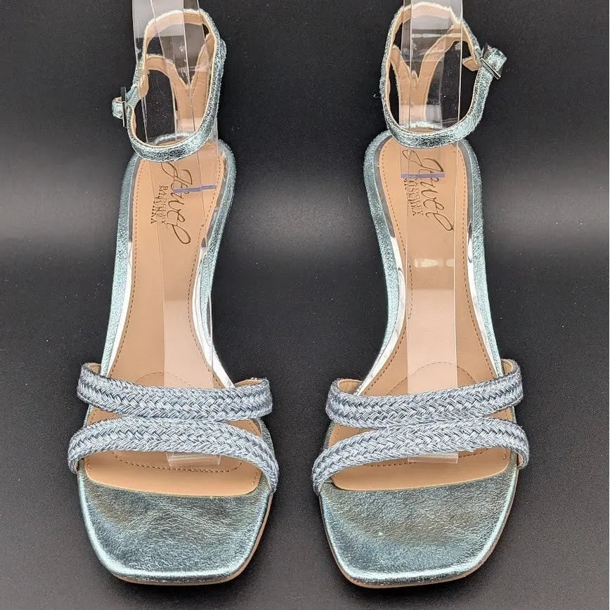 Jewel Badgley Mischka Size 6.5B Hayzel Metallic Kitten Heel Sandal NIB SoleComfort.shoes