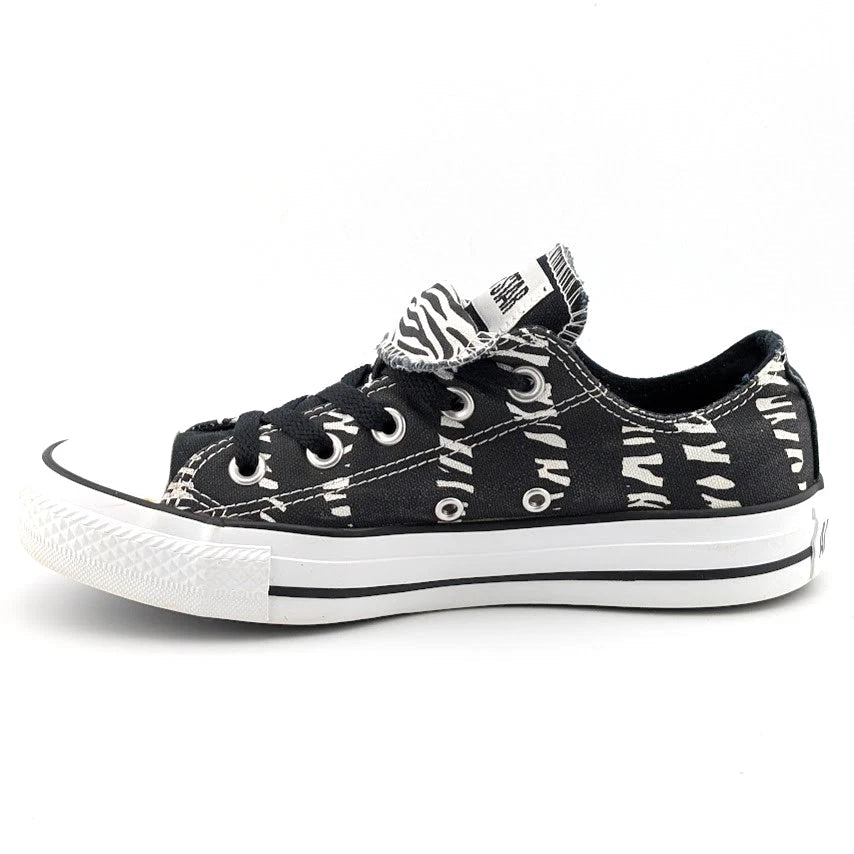 Converse Womens Size 6 CTAS OX Shoes Black White Zebra Sneakers Double Tongue SoleComfort.shoes