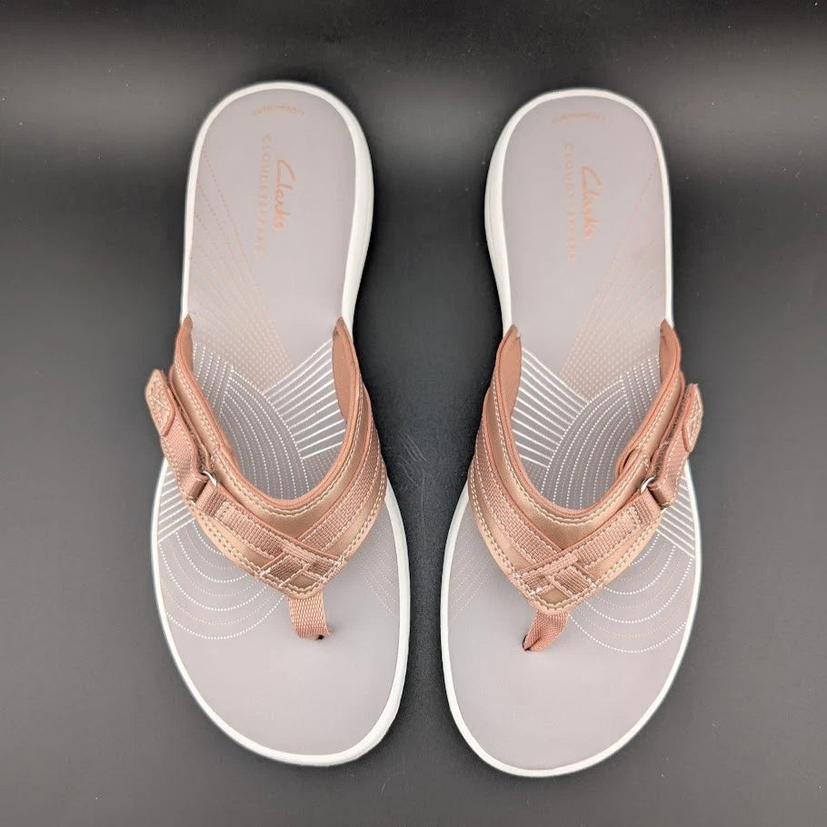 Clarks Women's 11M Breeze Sea Lightweight Flip-Flops NEW Rose Gold NIB SoleComfort.shoes