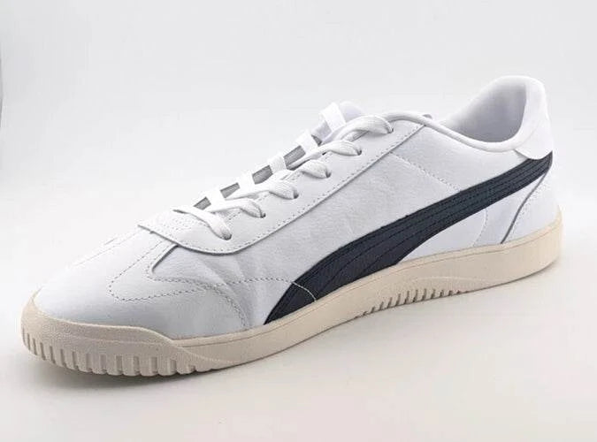 Size 12 Puma Club 5v5 Low White/Black/Gold Leather Shoes - Trainers Sneakers New
