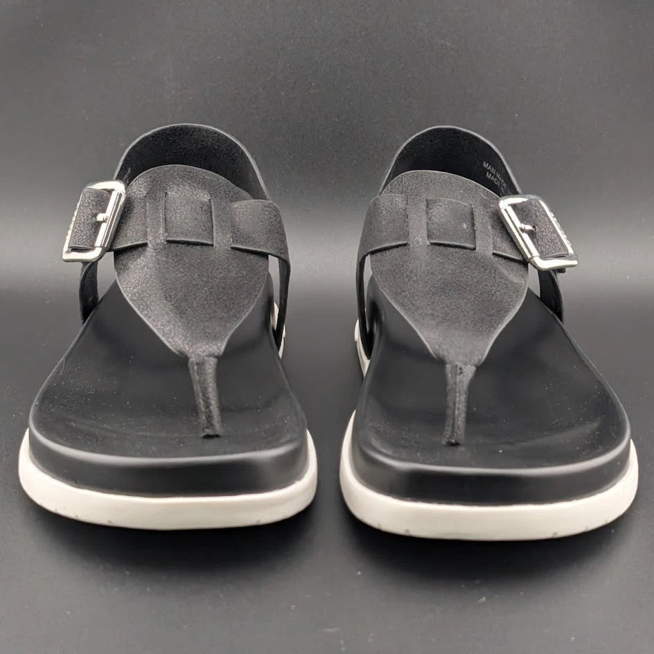 Urban Sport by J/Slides Freya Wos Size 6.5 Sporty Sandals Footbed Black Metallic SoleComfort.shoes