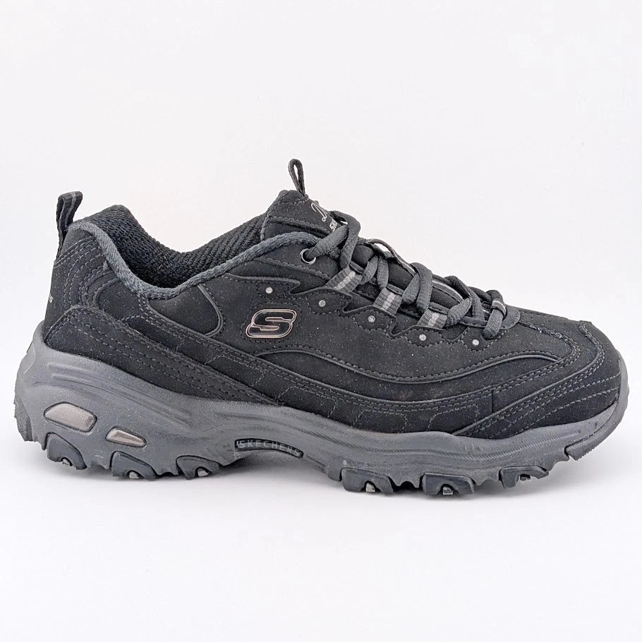 Skechers Womens Size 9.5W D'Lites Play On Black Lace-Up Oxford Sneaker 11949BBK SoleComfort.shoes