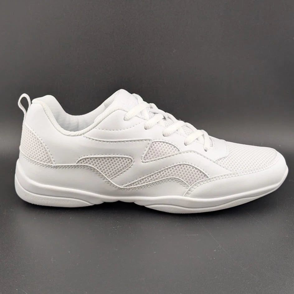 Smapavic Womens Size 7 ( EU 37) White Faux Leather Athletic Cheer Sneaker Shoes SoleComfort.shoes