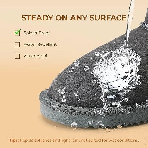 Women Genuine Grey Suede Booties w/ Faux Fur Lining Memory Foam Slip-on Boots Dream Pairs