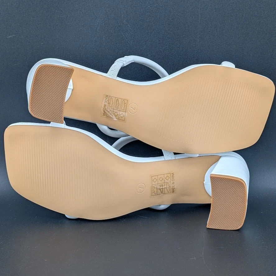 New Adidirk Women's Sz 7 3-in Chunky Heel Strappy Slide Sandals w/ Square Toe SoleComfort.shoes