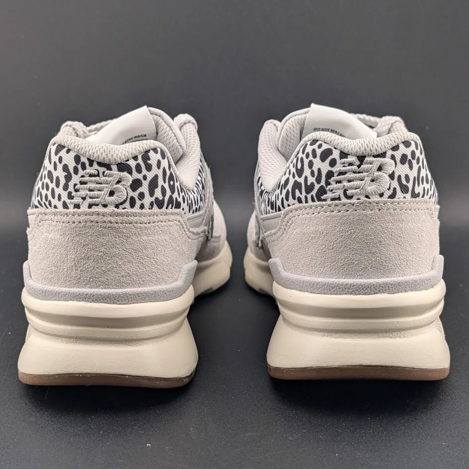 Women's Sz 8.5 New Balance 997H Sneaker Gray/White Leather/Textile Leopard Print SoleComfort.shoes