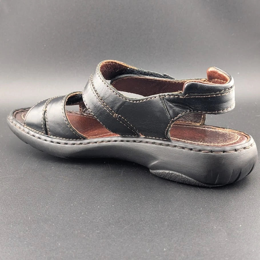 Josef Seibel Sandals Womens 38 Debra Slingback Strappy Black Leather Open Casual Josef Seibel