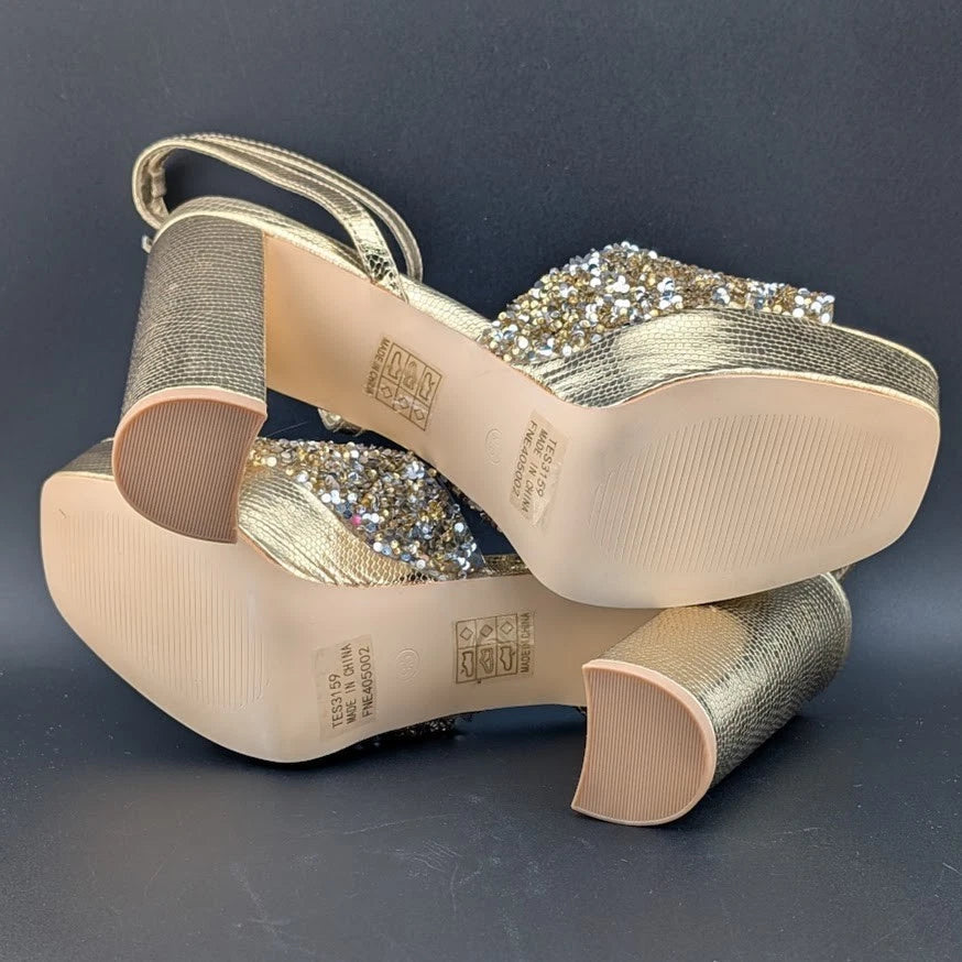 Elisabet Tang Size 9.5 Chunky Block Platform 5-in Heel Sandal w/ Open Square Toe SoleComfort.shoes