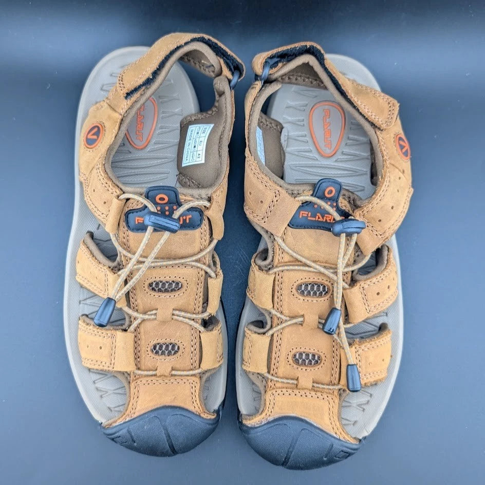 Men's Size 9-9.5 Leather Sandals Closed Toe Outdoor Sport Nonslip Hiking Shoes SoleComfort.shoes