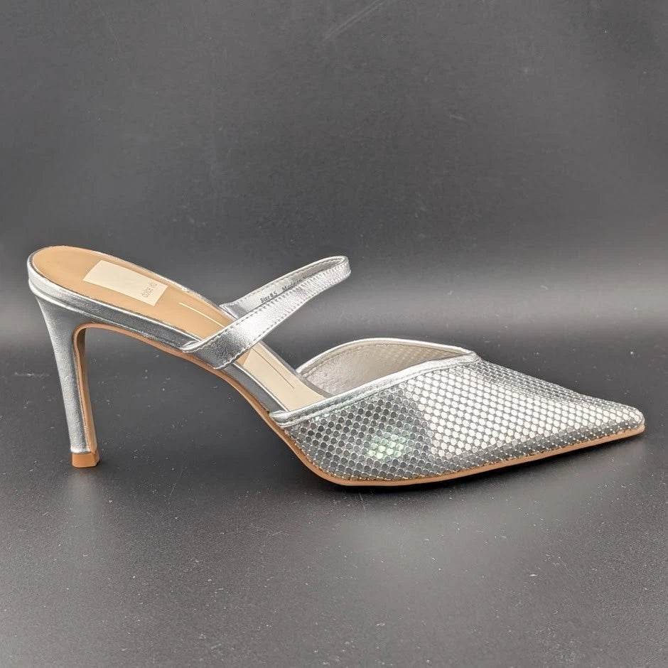 New Women's 8.5 Dolce Vita Kanika Silver Dot Leather Pointed Toe Pump NWOB SoleComfort.shoes