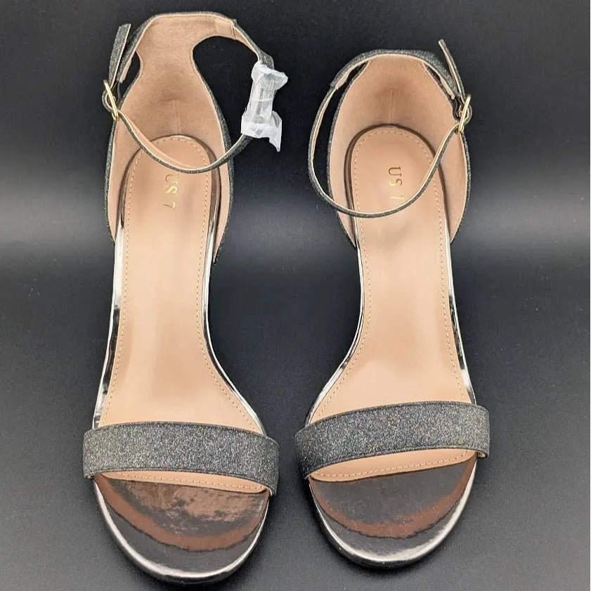 Womens Size 7 Open Toe Single Sole Ankle Strap Stiletto High Heel Dress Pump Sandal SoleComfort.shoes