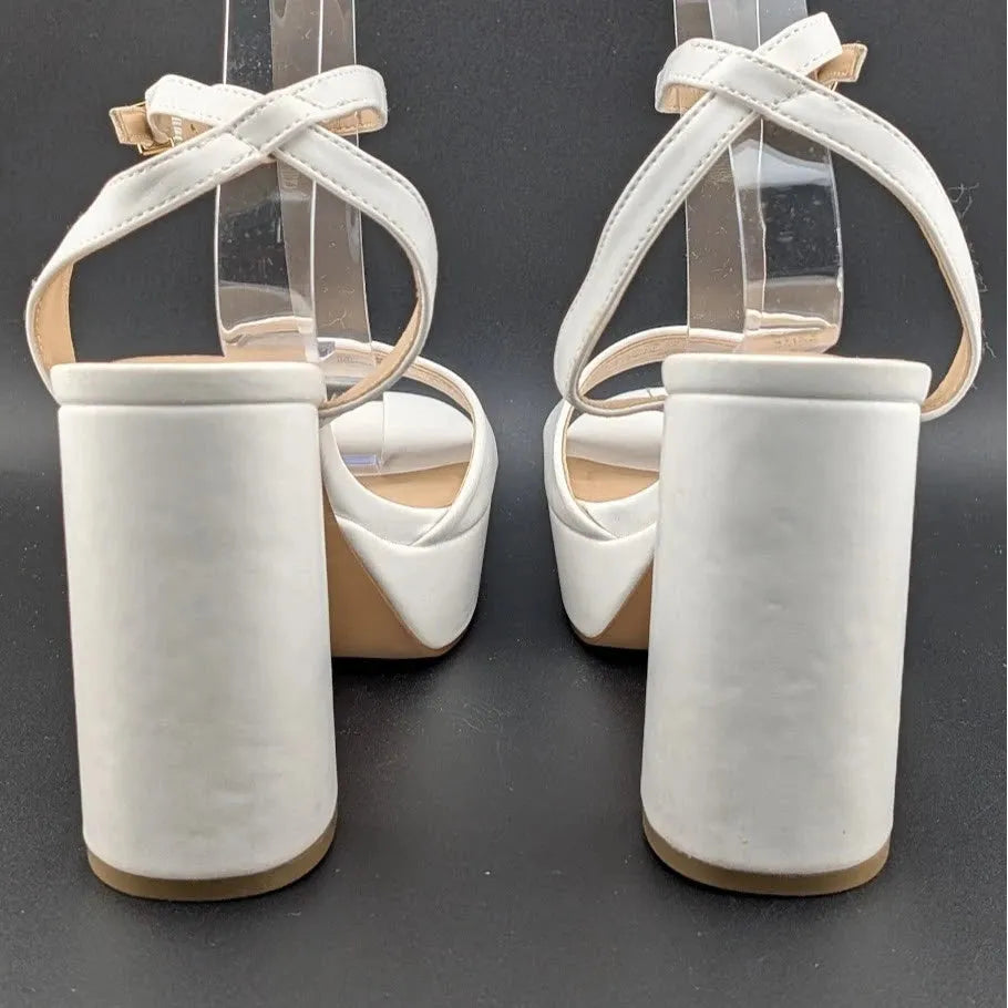 Dream Pairs Women Sz 9.5 White Platform Chunky Heels Pumps College Style Party Wedding Dream Pairs