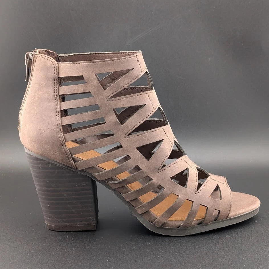 Sugar Size 8 Women's Western Bootie Sandal w/ 3.25" Chunky Heel Open Toe Strappy SoleComfort.shoes