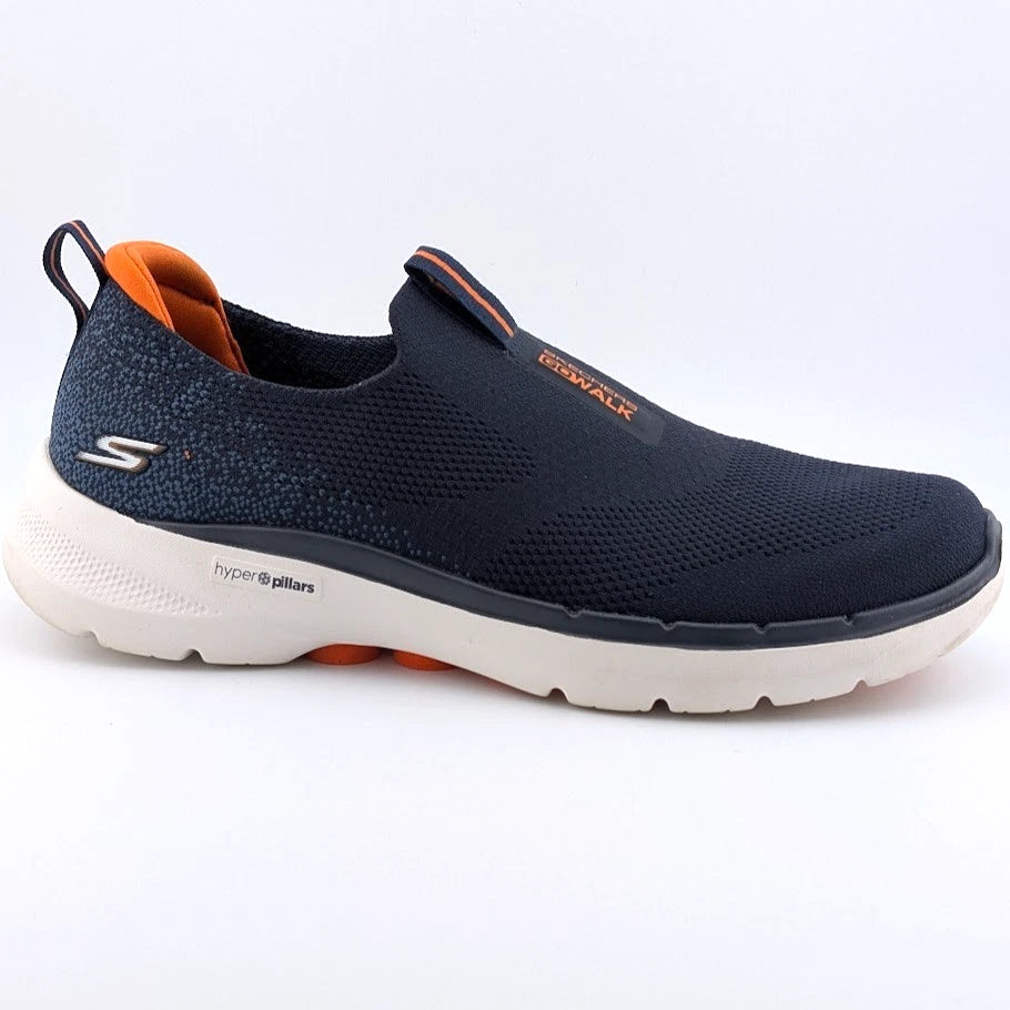 Skechers Men's Size 7 Go Walk 6 Navy-Orange Comfort Slip-On Shoe Sneaker 216202N SoleComfort.shoes