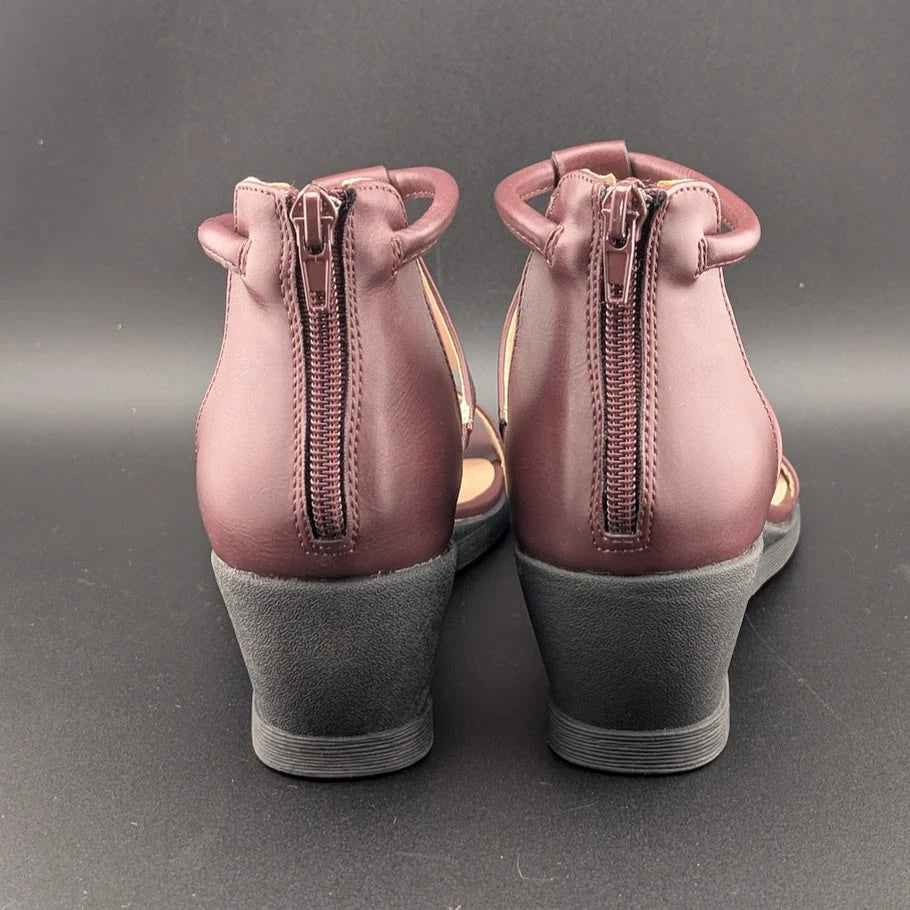 JOURNEE COLLECTION Size 6.5 TRAYLE Women's Wedge Heeled Sandals Ankle Strap SoleComfort.shoes