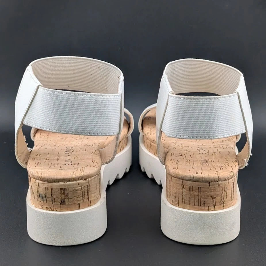 NIB Sun + Stone Women’s Red/White Cork Slip On Strappy Platform Sandal Open Toe Sun & Stone