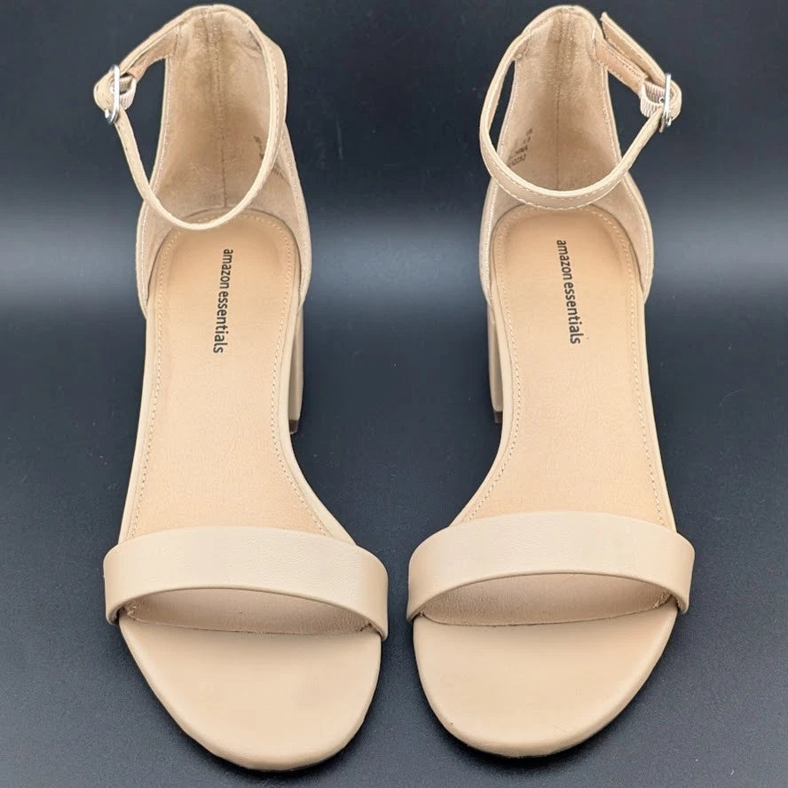 Women's Sz 7 Ankle Strap Heeled Sandals Open Round Toe Strappy Mid Block Heels SoleComfort.shoes