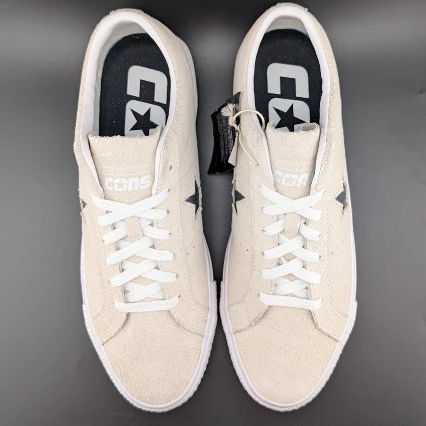 Converse Men's Size 10 One Star Pro Suede Low Top Shoe Egret-White-Black 172950C SoleComfort.shoes